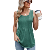 ASKSA women's round neck breathable moisture-absorbent quick-drying loose sleeveless solid color vest