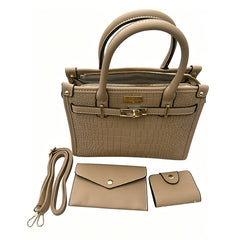 ASKSA Solid-Color Stone-Grain Mother-Daughter Handbag Set