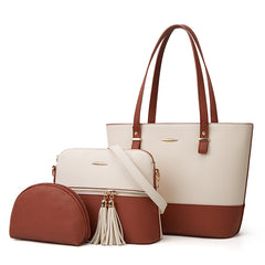 ASKSA Damen 3-teiliges Set: Modische PU-Handtasche mit Schulter- und Crossbody-Trageoption