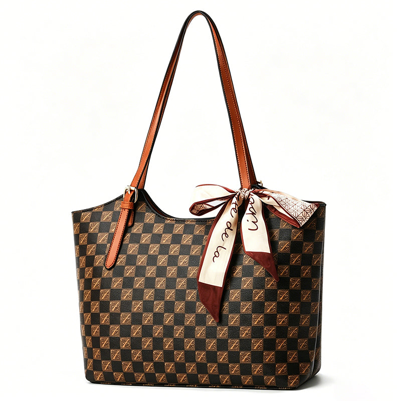 ASKSA Women's Retro Plaid Large Capacity Shoulder/Crossbody/Handbag