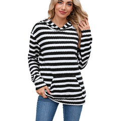 ASKSA Women's Striped Hoodie — Spring/Autumn Long-Sleeve Sweatshirt with Pockets