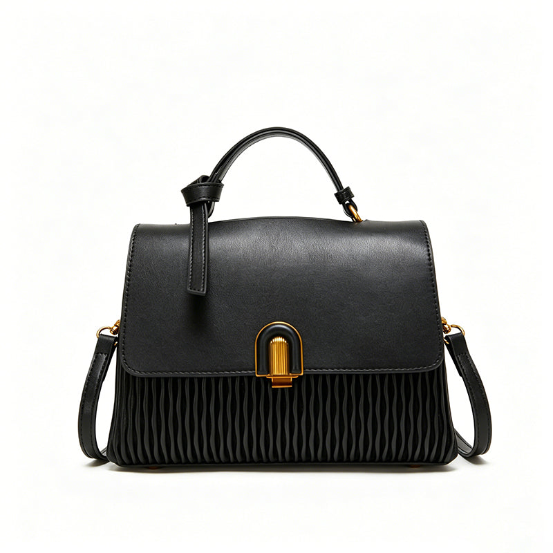 ASKSA Large-Capacity Women's Bag: Casual Soft Leather Ruched Versatile Crossbody Bag