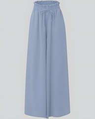 ASKSA women's wide-leg pants summer high waist pleated pants elegant solid color light pants skirt summer pants