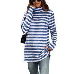 ASKSA Women's Spring High-Neck Elastic Long-Sleeve T-Shirt Top