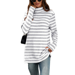 ASKSA Women's Spring High-Neck Elastic Long-Sleeve T-Shirt Top
