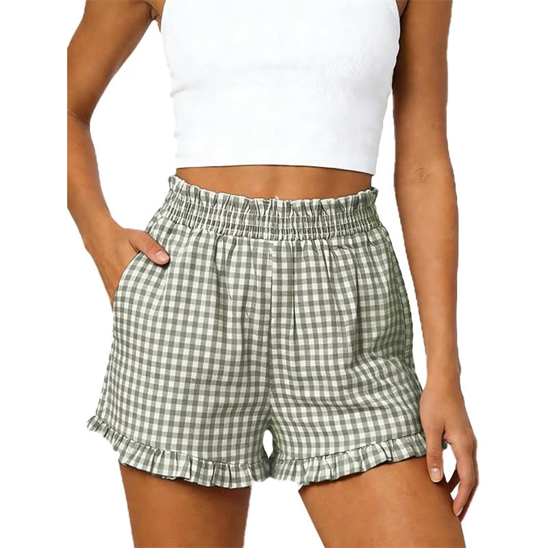 ASKSA Women's Summer Casual Plaid Pocket Home Pajama Pants