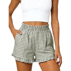 ASKSA Women's Summer Casual Plaid Pocket Home Pajama Pants