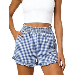 ASKSA Women's Summer Casual Plaid Pocket Home Pajama Pants