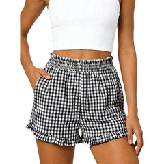 ASKSA Women's Summer Casual Plaid Pocket Home Pajama Pants