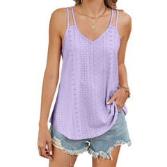 ASKSA Women's Solid-Color V-Neck Camisole Breathable Base Layer Tank Top for Summer Home & Travel