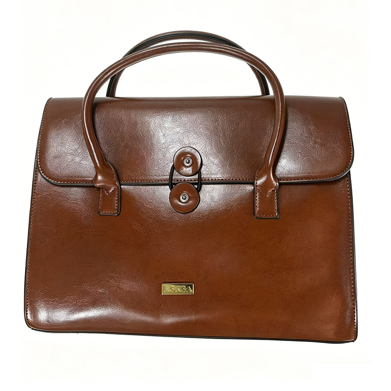 ASKSA Sac à main pour femme en cuir huilé ciré, style vintage et grande capacité — Peut contenir un ordinateur portable de 14 pouces