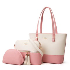 ASKSA Damen 3-teiliges Set: Modische PU-Handtasche mit Schulter- und Crossbody-Trageoption