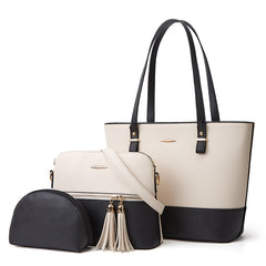 ASKSA Damen 3-teiliges Set: Modische PU-Handtasche mit Schulter- und Crossbody-Trageoption