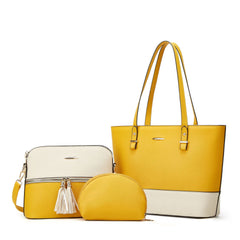 ASKSA Damen 3-teiliges Set: Modische PU-Handtasche mit Schulter- und Crossbody-Trageoption